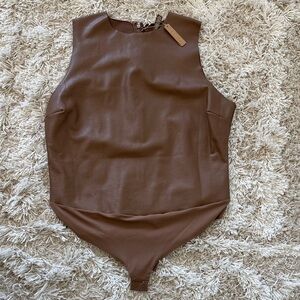 NWT SKIMS Brown Faux Leather Bodysuit size 4x